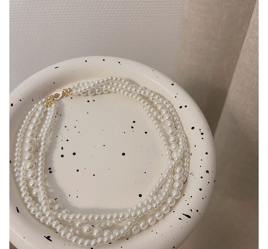 Faux Choker Layered Pearl