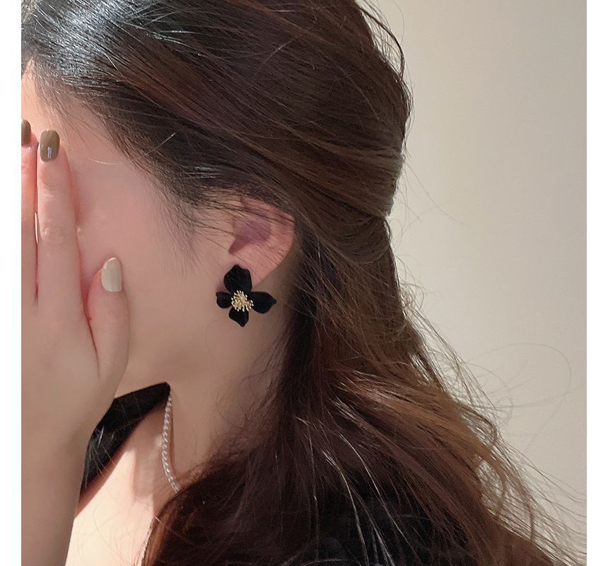 Alloy Earring Flocking Flower