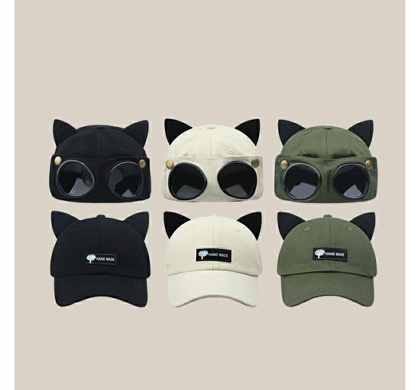 Baseball Aviator Goggles Ear Cat Cap with