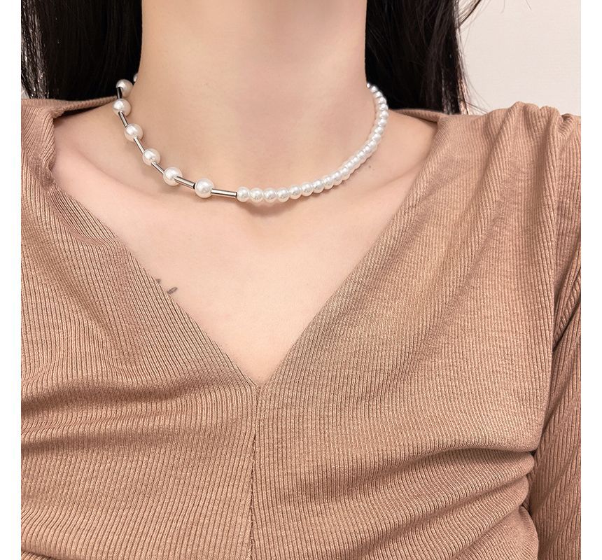 Choker Faux Alloy Pearl