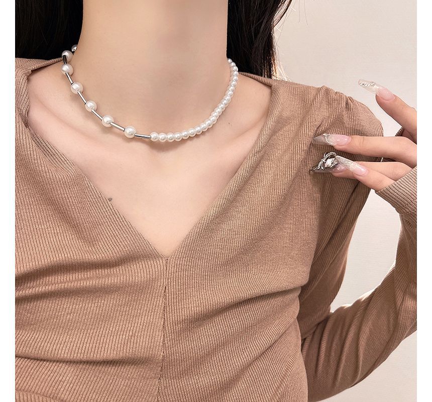 Choker Faux Alloy Pearl