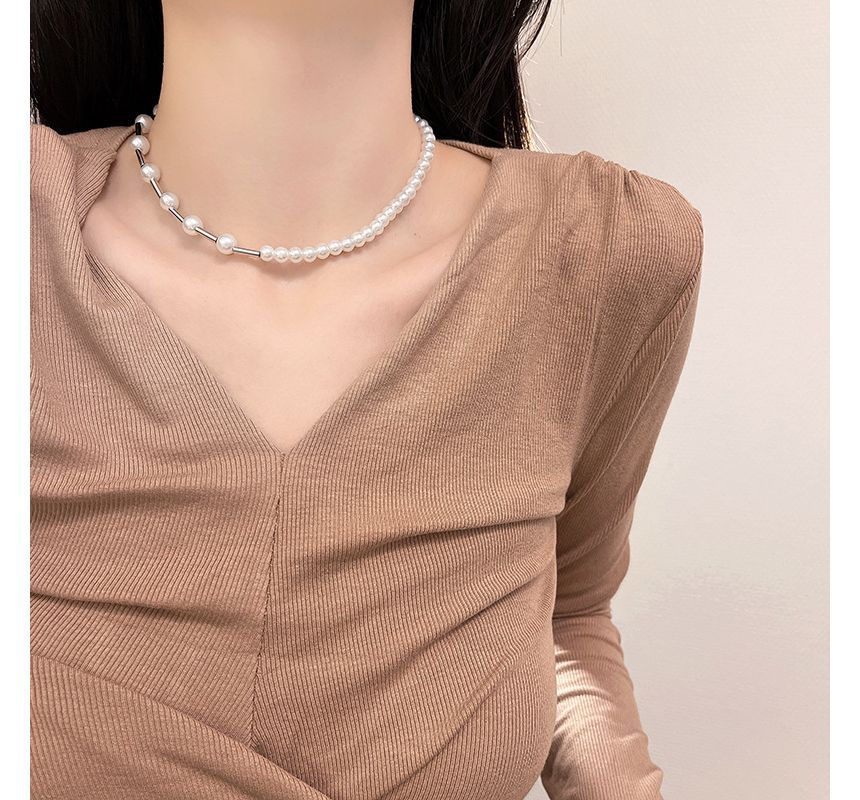Choker Faux Alloy Pearl