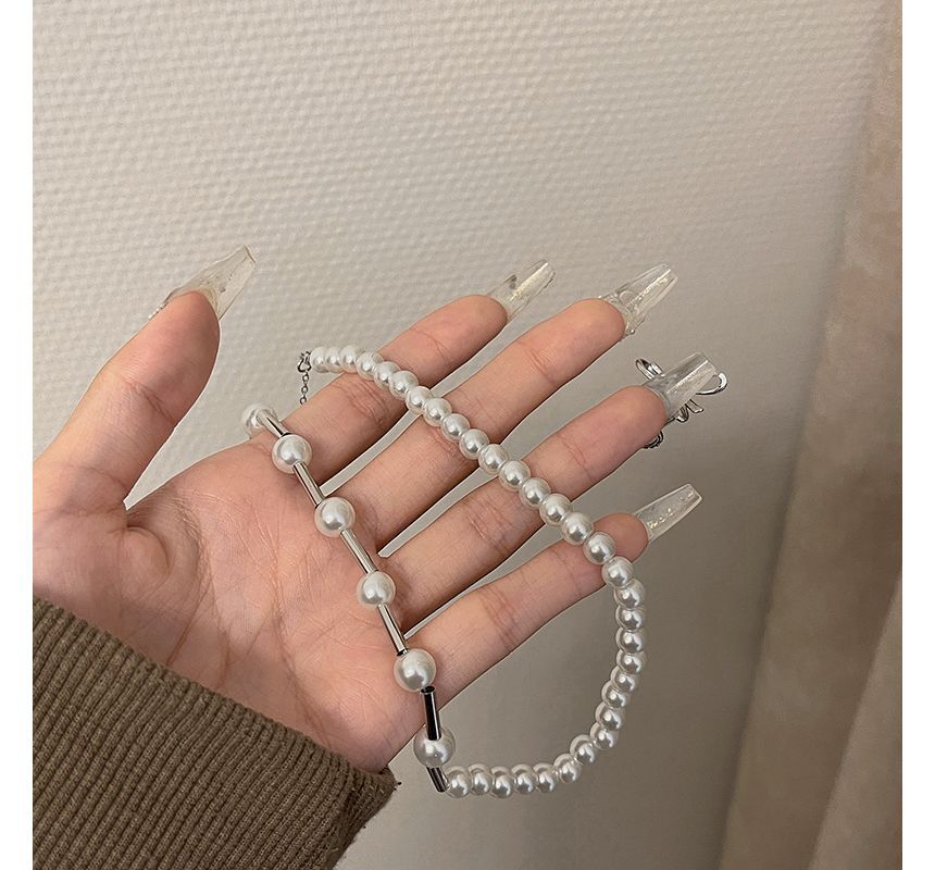 Choker Faux Alloy Pearl