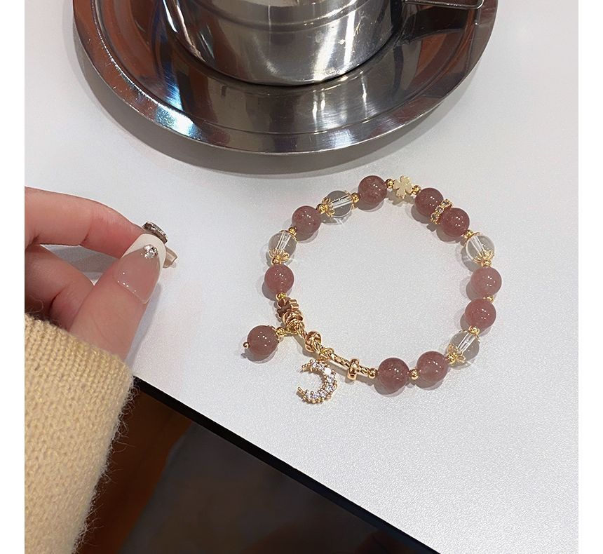 Sample Rhinestone Moon Charm Faux Crystal Bracelet