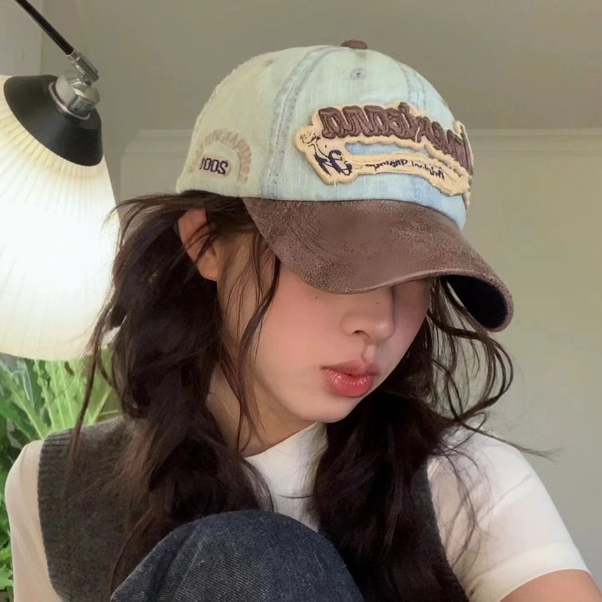 Sample Letter Embroidered Two-Tone Denim Baseball Cap