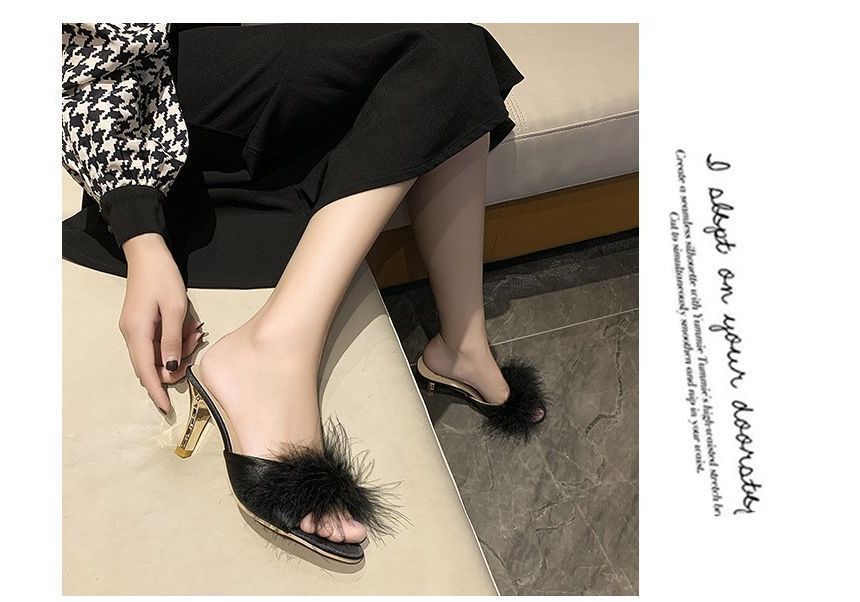 High Slide Sandals Heel Feather