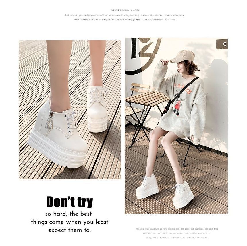 Platform Hidden Wedge Lace Ups