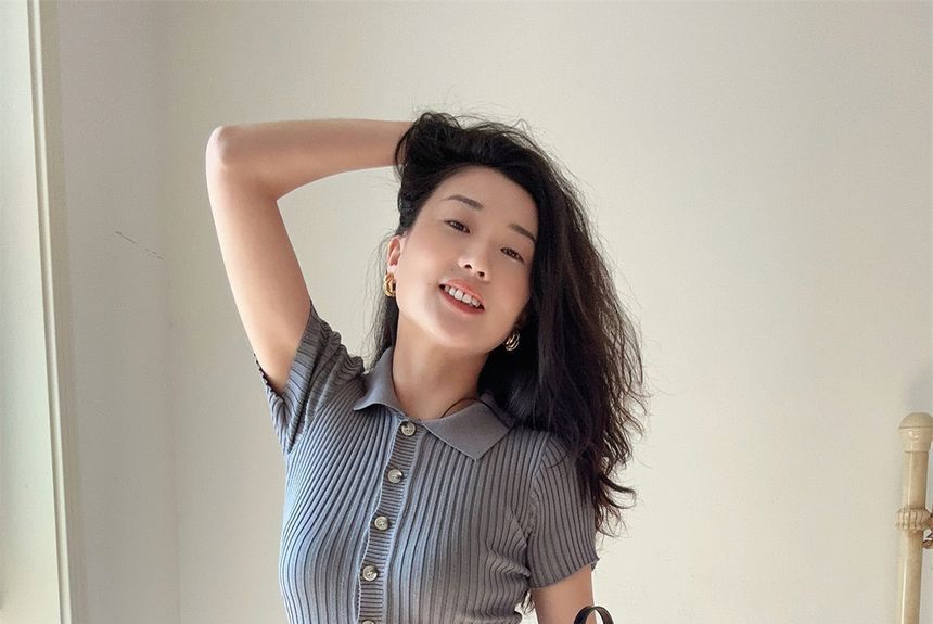 Short-Sleeve Midi Plain Knit Sheath Polo Dress