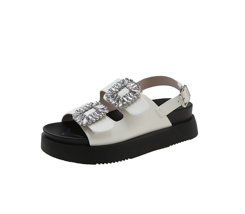 Rhinestone Slingback Platform Sandals
