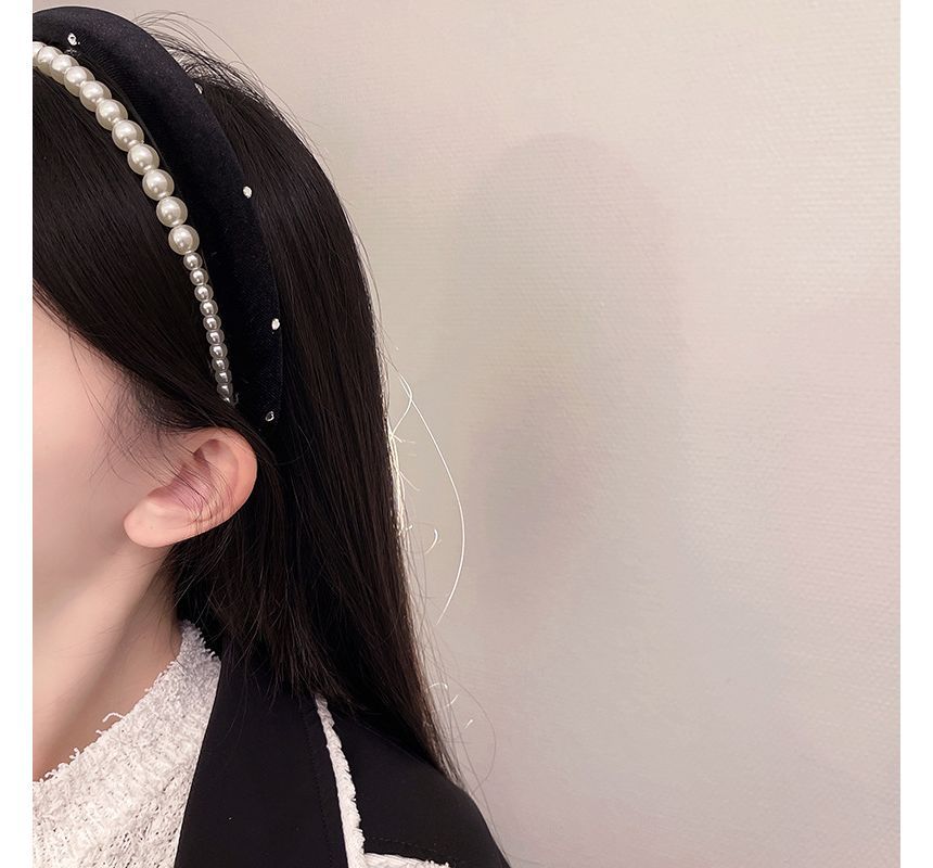 Faux Headband Velvet Pearl