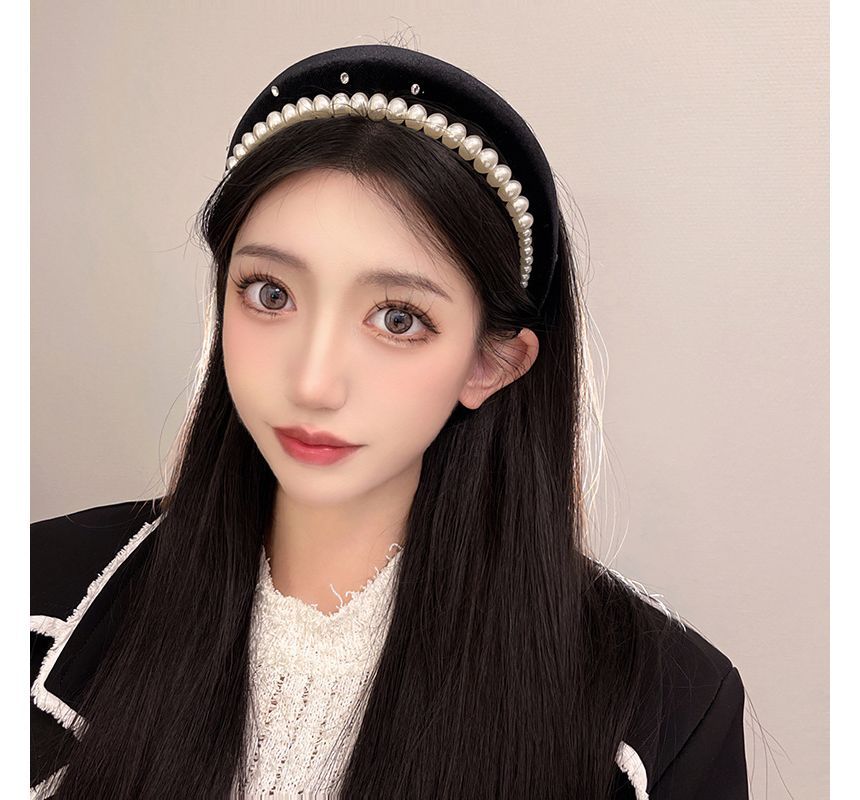 Faux Headband Velvet Pearl