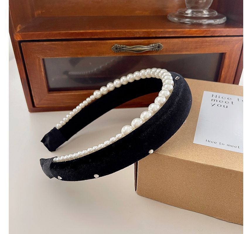 Faux Headband Velvet Pearl
