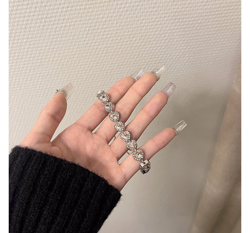 Alloy Rhinestone Bracelet Heart