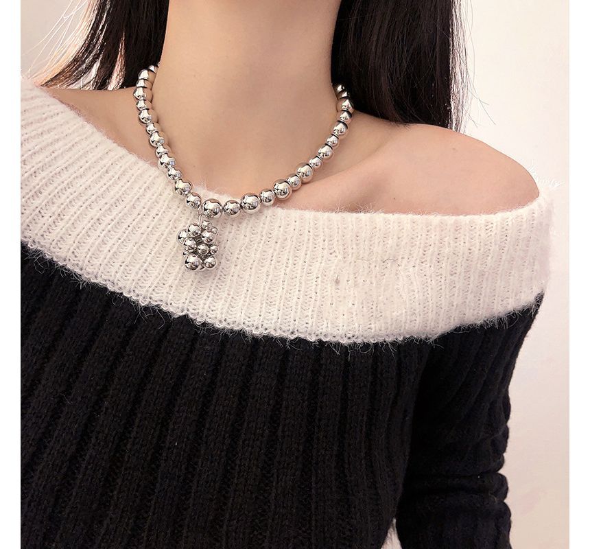 Alloy Bead Choker Pendant
