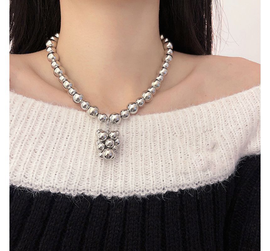 Alloy Bead Choker Pendant