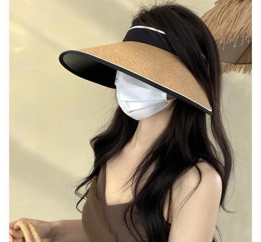 Hat Piped Straw Sun