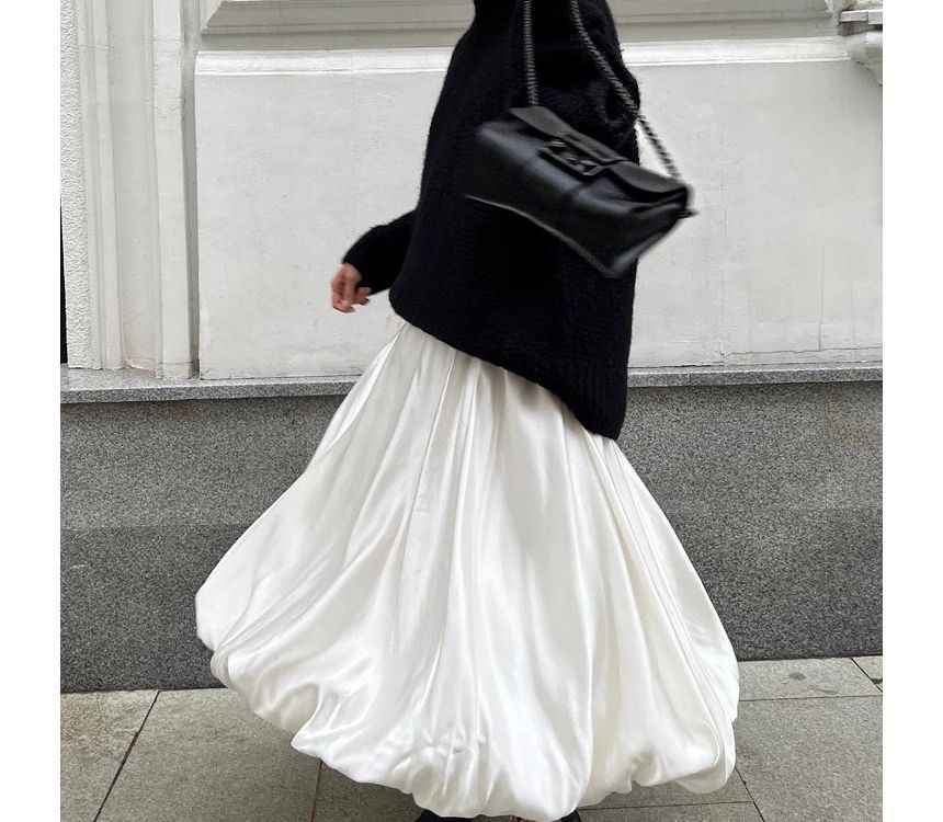 Maxi High Plain Skirt Waist A-Line