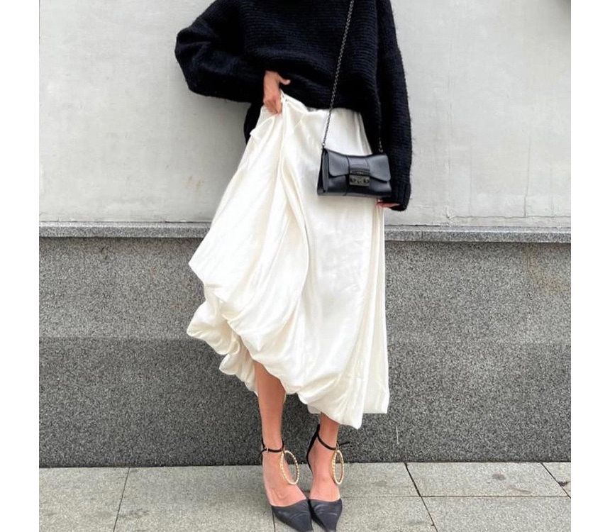 Maxi High Plain Skirt Waist A-Line