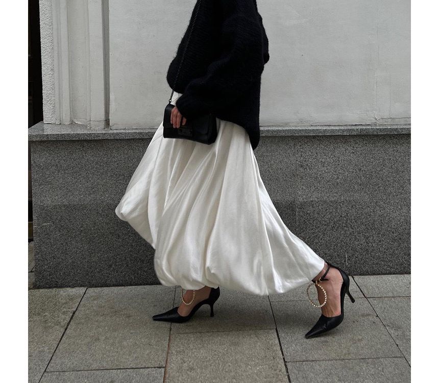 Maxi High Plain Skirt Waist A-Line