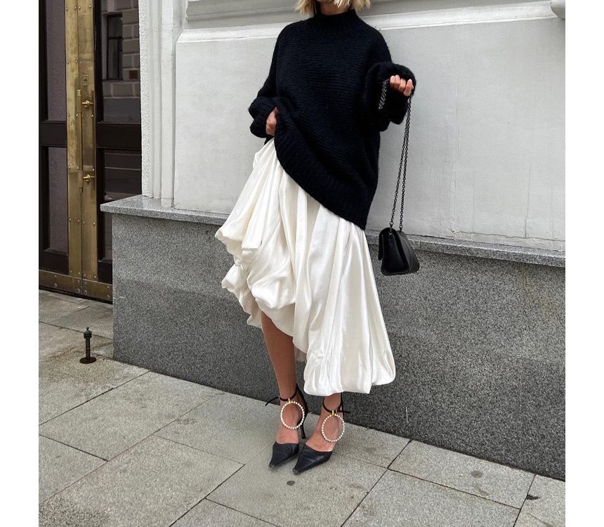 Maxi High Plain Skirt Waist A-Line