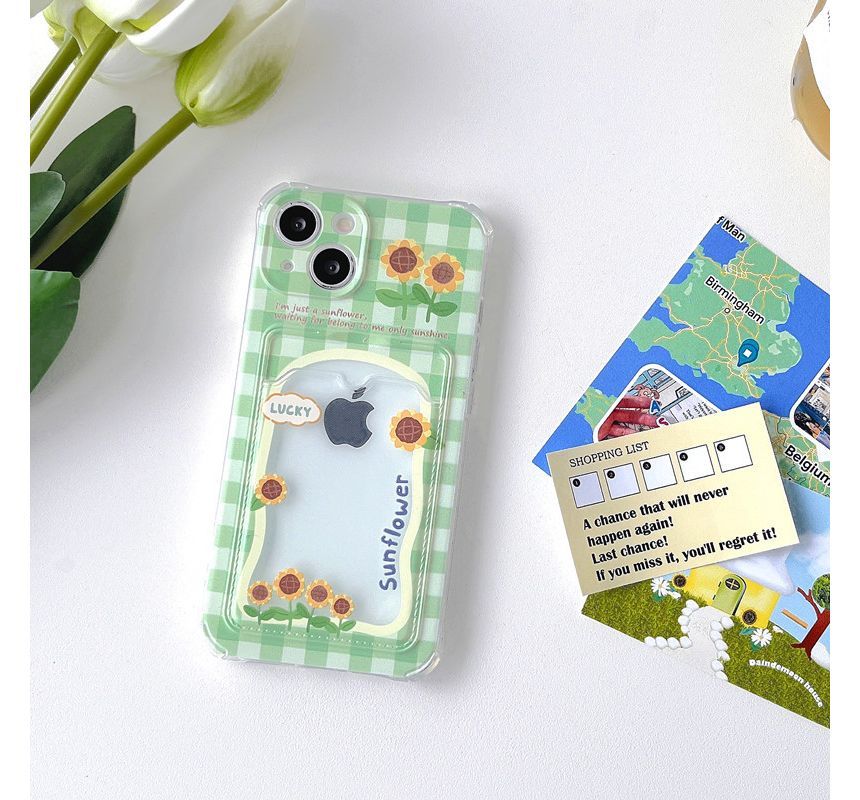 Sunflower Print Card Holder Phone Case