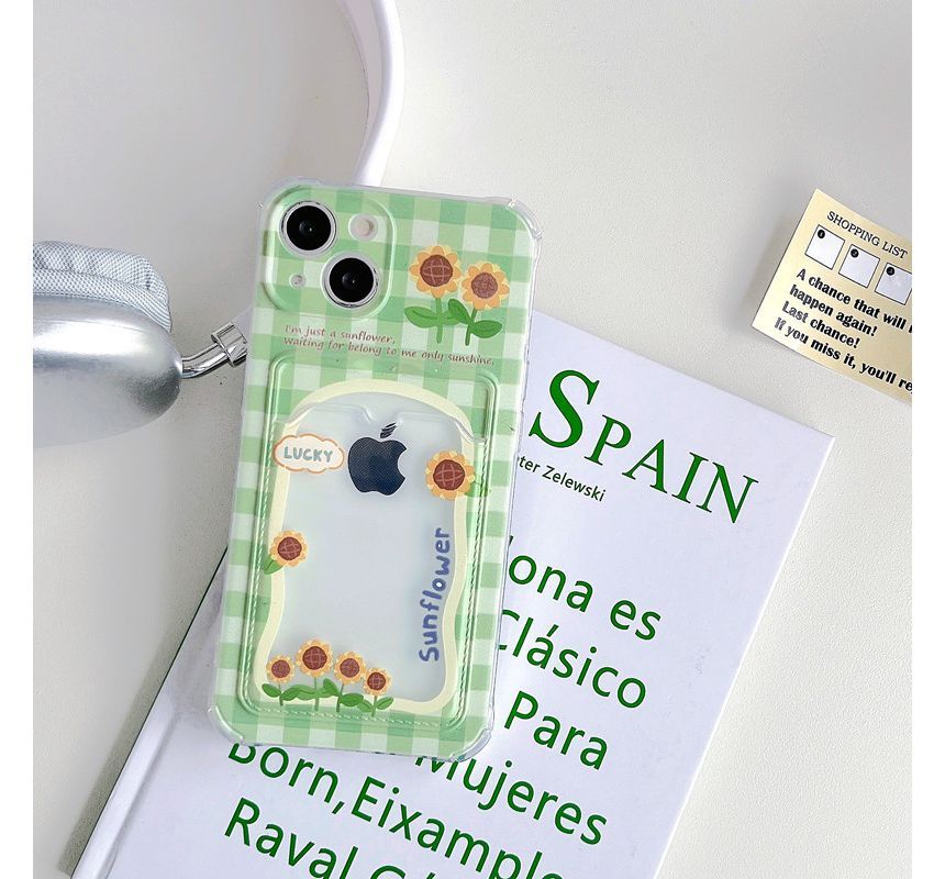 Sunflower Print Card Holder Phone Case