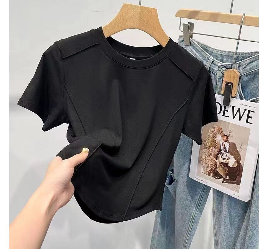 T-Shirt Plain Short-Sleeve Neck Round