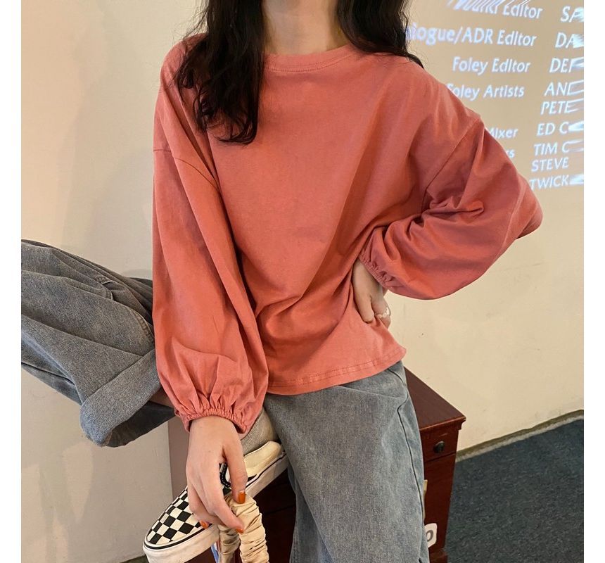 Plain Round Sleeve Neck Balloon Tee