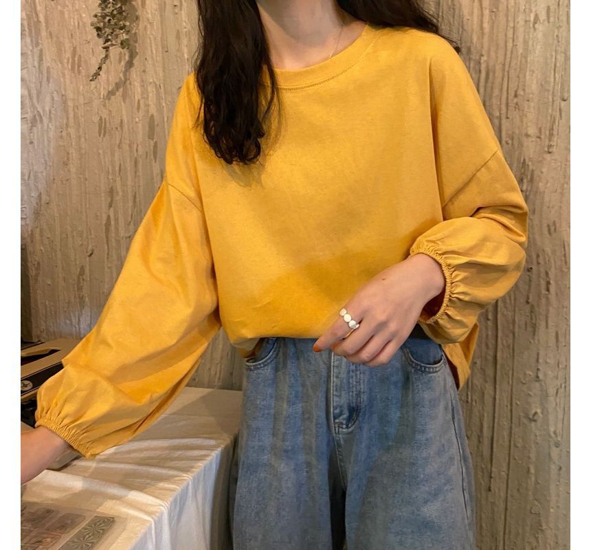 Plain Round Sleeve Neck Balloon Tee