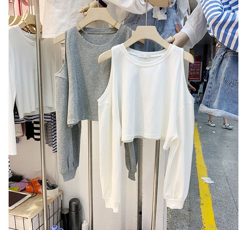 Cold Plain Crop Tee Long-Sleeve Shoulder