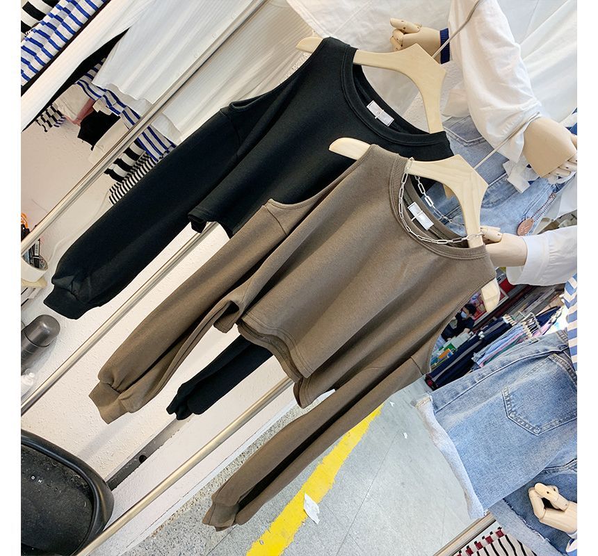 Cold Plain Crop Tee Long-Sleeve Shoulder
