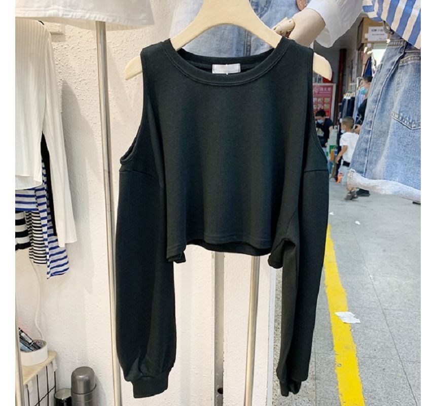 Cold Plain Crop Tee Long-Sleeve Shoulder