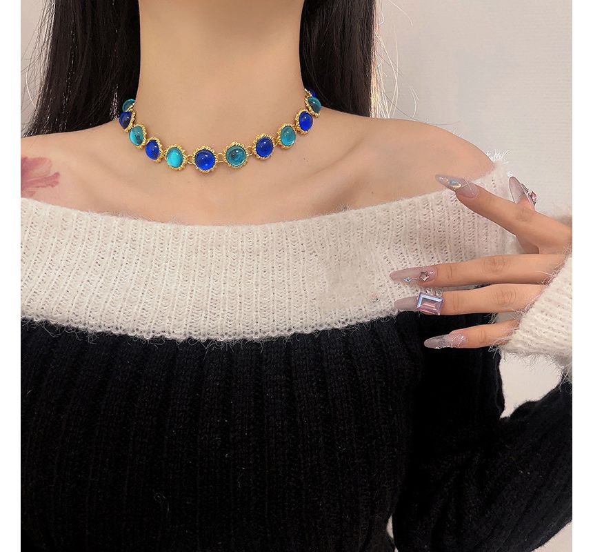 Alloy Choker Gemstone Faux