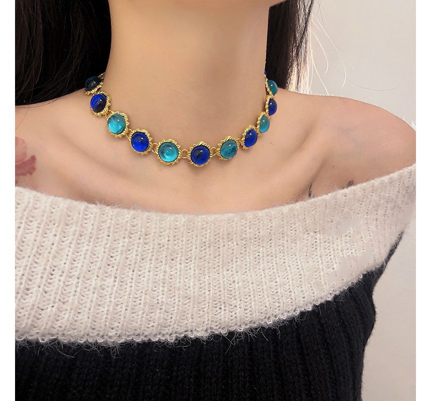 Alloy Choker Gemstone Faux