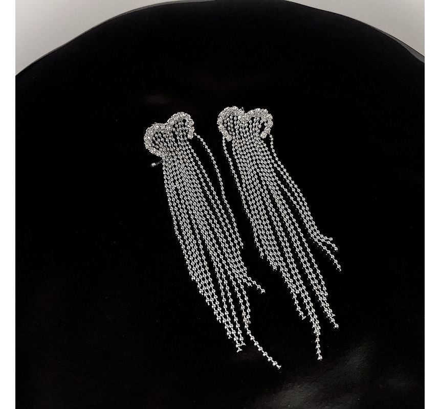 Earring Alloy Heart Fringed