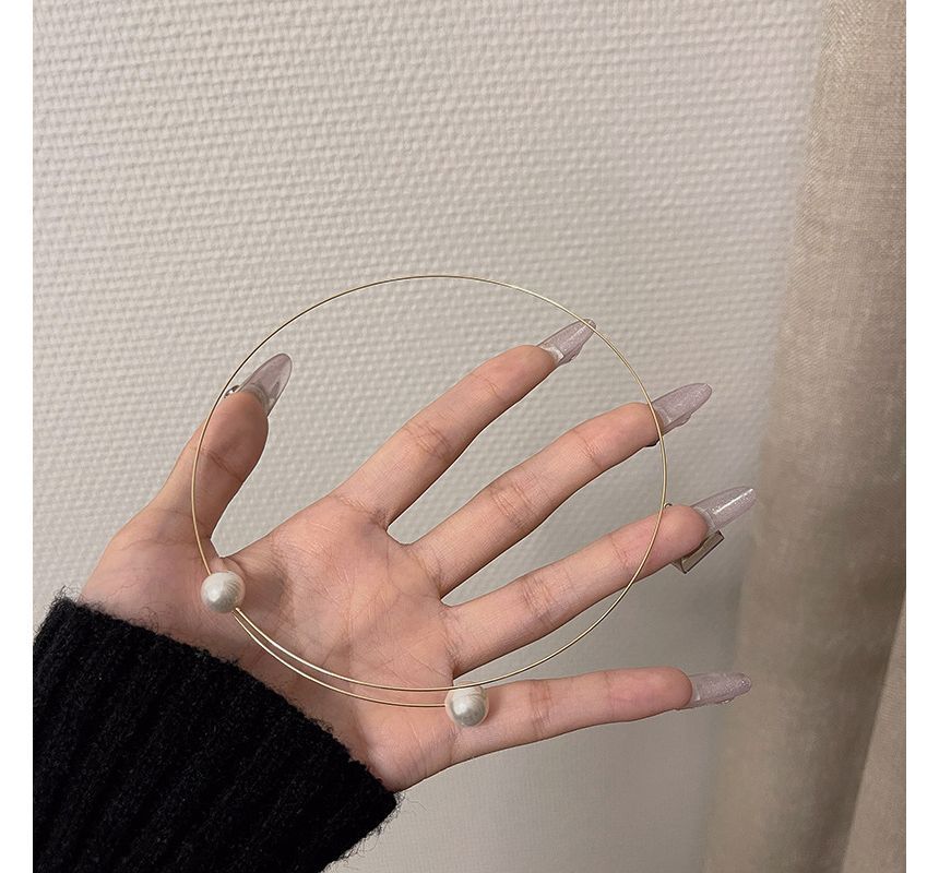 Faux Choker Alloy Pearl Open