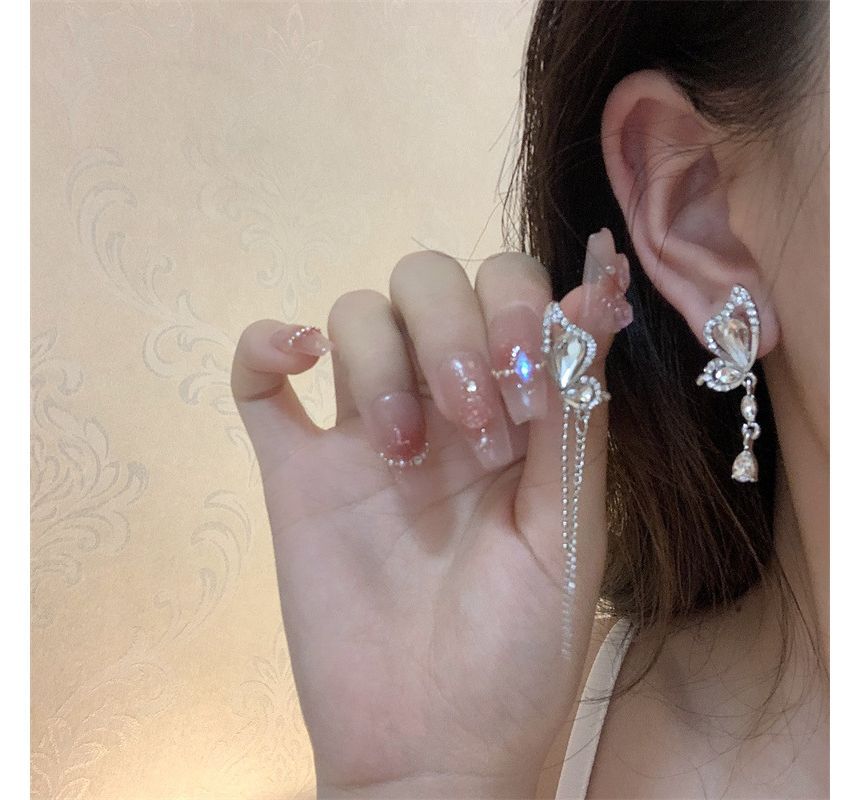 Butterfly Alloy Asymmetrical Dangle Earring