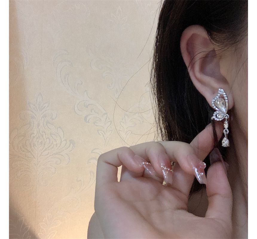 Butterfly Alloy Asymmetrical Dangle Earring