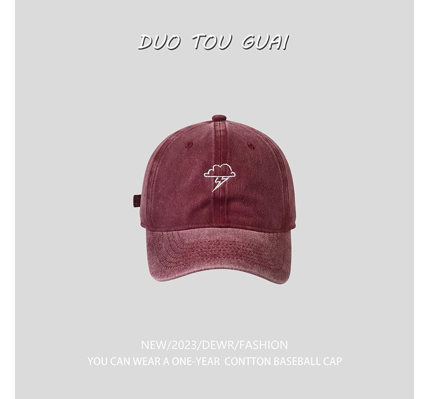 Lightning Baseball Embroidered Cap Cloud
