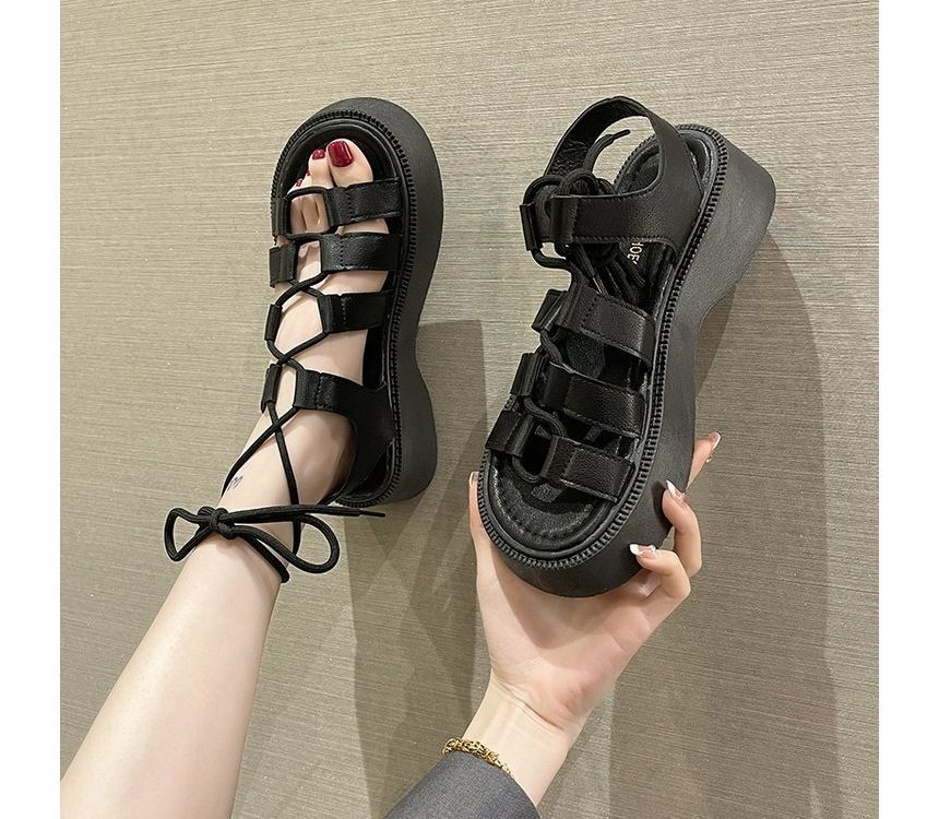 Gladiator Sandals Platform Lace-Up