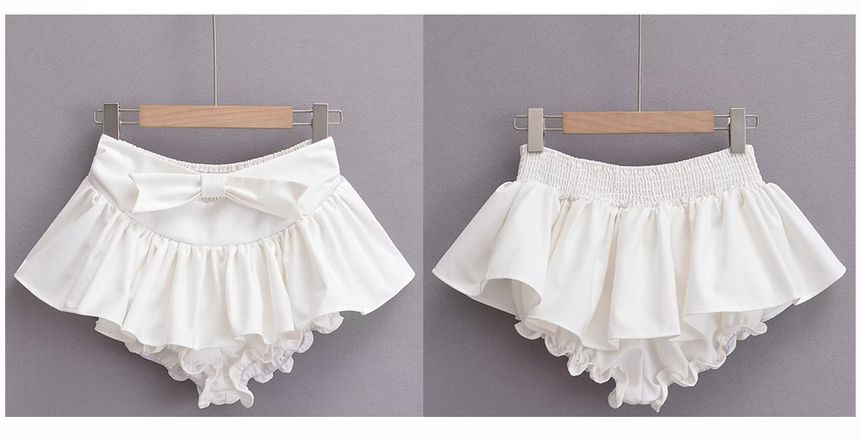 Mid Waist Plain bow Mini A-Line Skirt