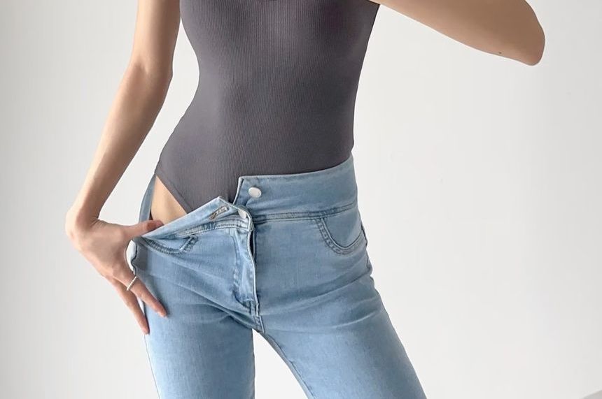 Neck Top Scoop Bodysuit Plain Sleeveless