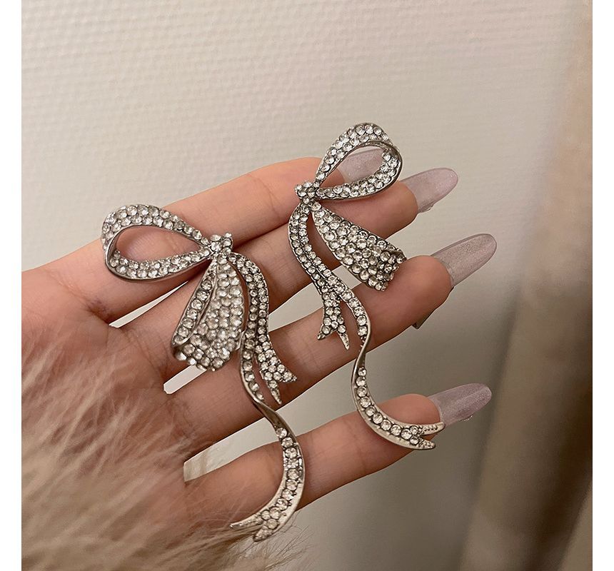 Earring Rhinestone Stud Bow