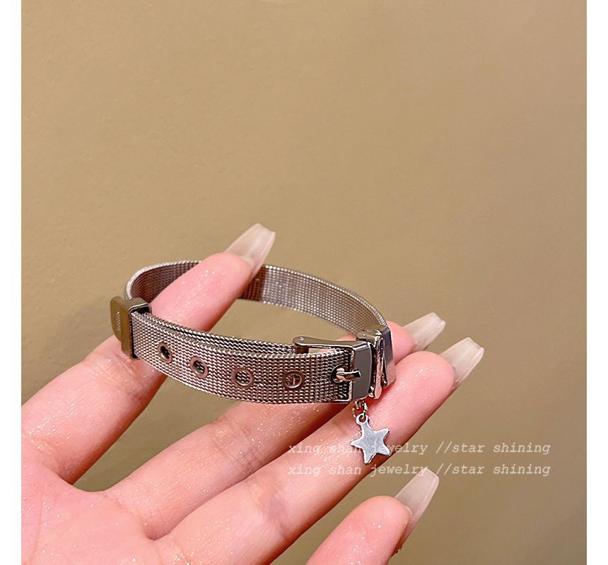 / Pendant Bracelet Buckled Leather Faux Alloy Star