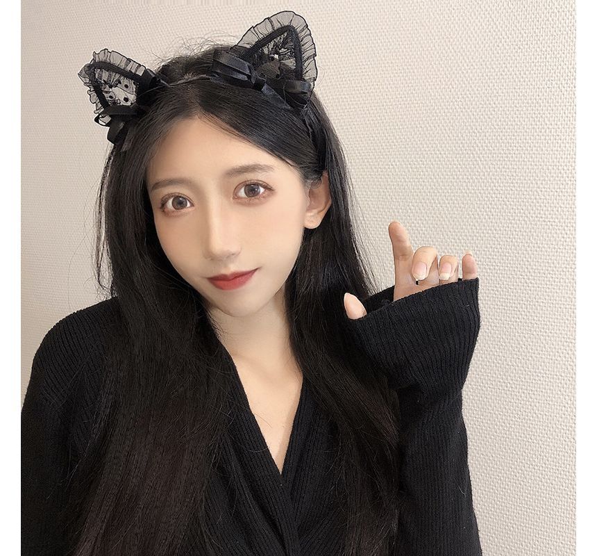 Lace Ear Headband Cat