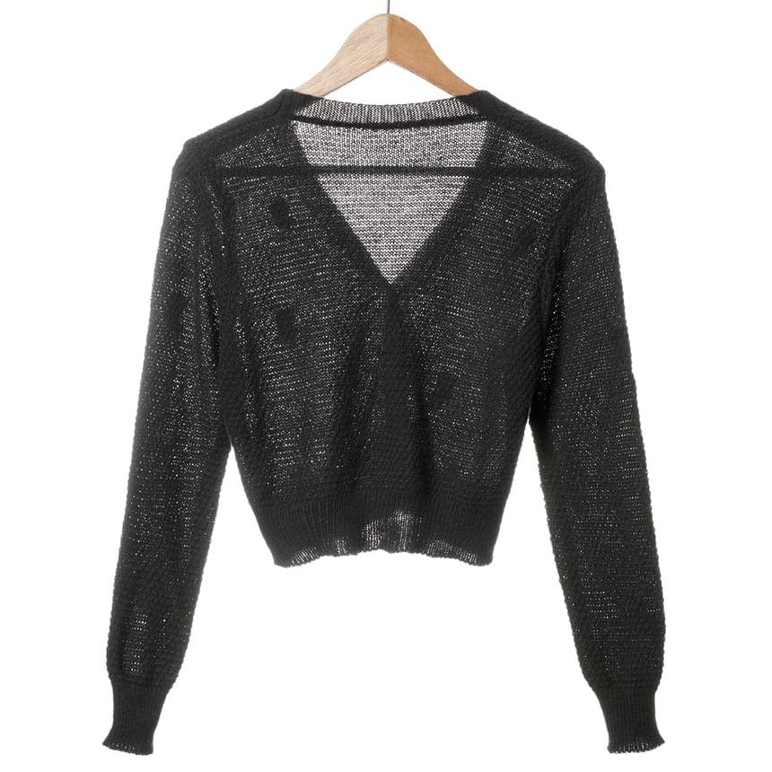 Neck Set: Embroidered Square Floral Top Crop Knit Tank Cardigan +