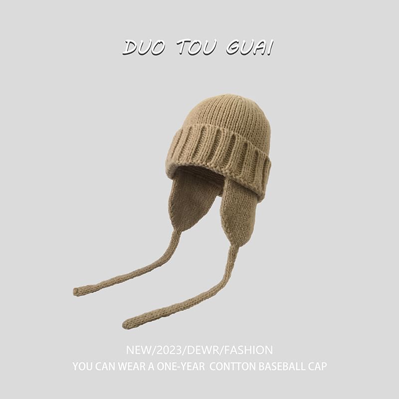 Plain with Beanie Ear Knit Flap