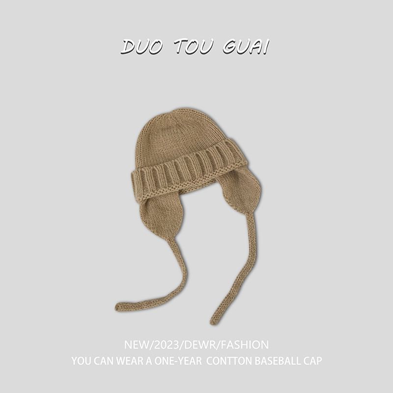 Plain with Beanie Ear Knit Flap