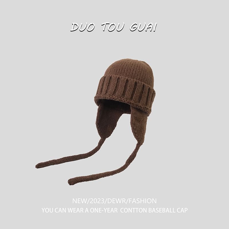 Plain with Beanie Ear Knit Flap