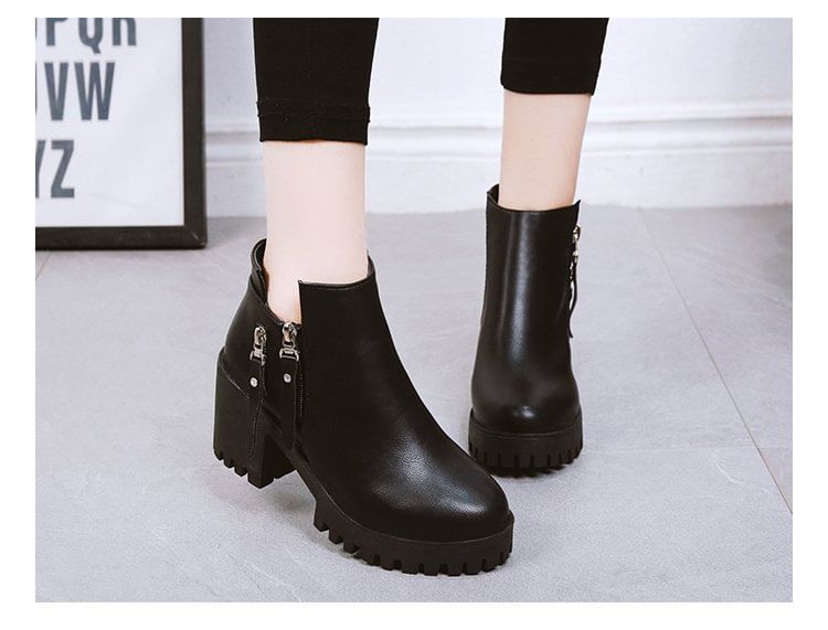 Boots Ankle Heel Chunky Platform